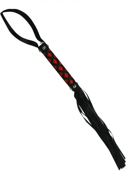 Tantric Satin Ties Pleasure Whip Black with Red