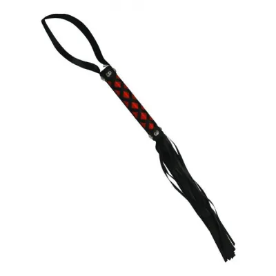 Tantric Satin Ties Pleasure Whip Black with Red