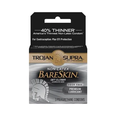 Trojan Bareskin Polyurethane Condoms 3 Pack 3