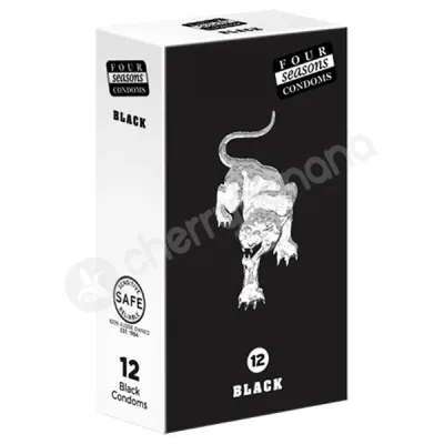 Four Seasons Black Regular Condoms 12 Pack