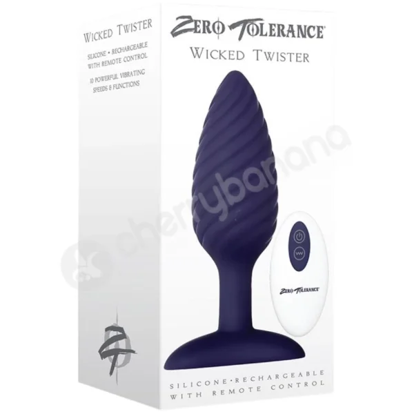 Zero Tolerance Wicked Twister Blue Swirly Textured Vibrating Butt Plug