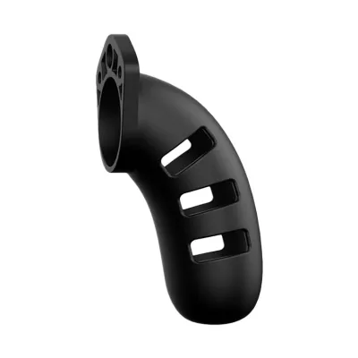 Shots Toys 4 5 Black Silicone Cock Cage with Metal Lock