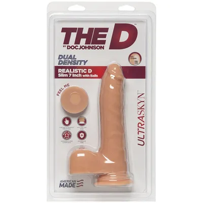 Doc Johnson The D Realistic D UltraSkyn Slim 7 with Balls Vanilla