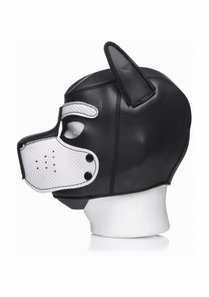 Neoprene Puppy Hood - Black and White - Latex Hood