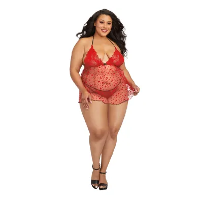 Babydoll and G String Queen Size Rouge