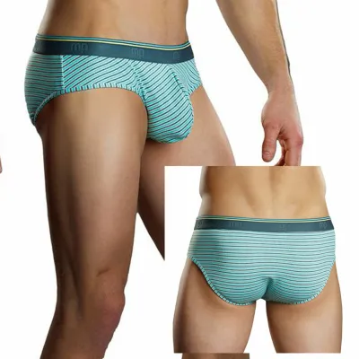 Male Power Heather Stripe Lo Rise Bikini Mint Med
