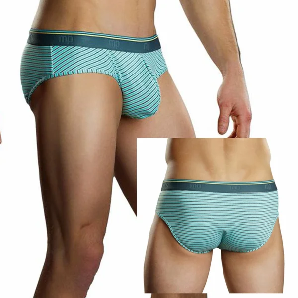 Male Power Heather Stripe Lo Rise Bikini Mint Med