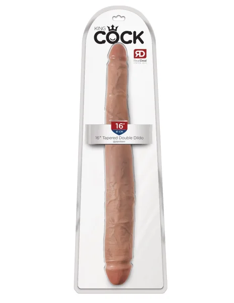 King Cock  16" Tapered Double Dildo - Tan