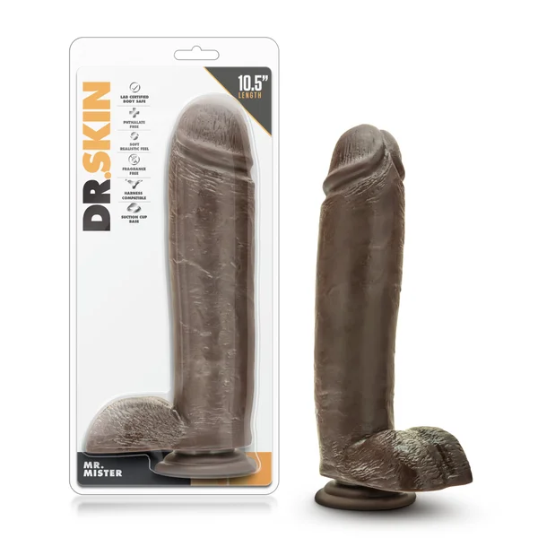 Dr. Skin - Mr. Mister 10.5" Dildo With Suction Cup  - Chocolate — image 7 of 7