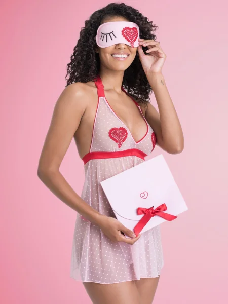 Lovehoney Sweet Love Pink Babydoll Set and Eye Mask