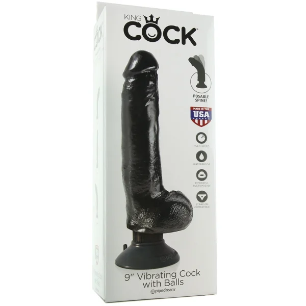King Cock 9 Inch Vibrating Dildo with Balls