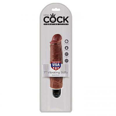 Pipedream King Cock Stiffy Dark Tone Vibrating Dildo 7 Inch