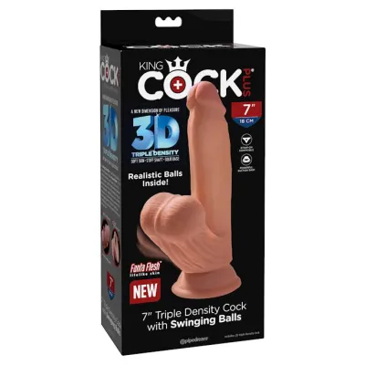 King Cock Plus Triple Density Cock With Swinging Balls 7 Inch Tan 7 Inch