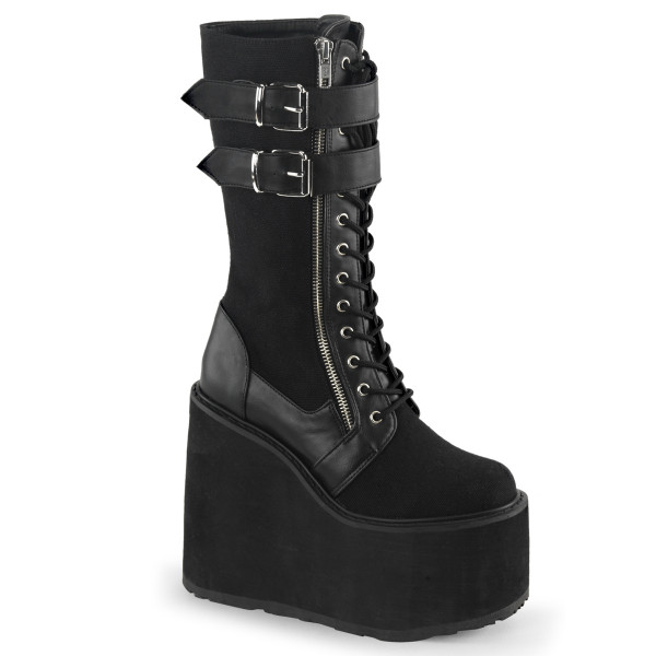 5 1/2 inches PF Lace-Up Knee Boot w/Exposed Zipper & Buckle Strap
