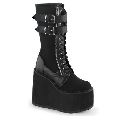 5 1 2 inches PF Lace Up Knee Boot w Exposed Zipper Buckle Strap