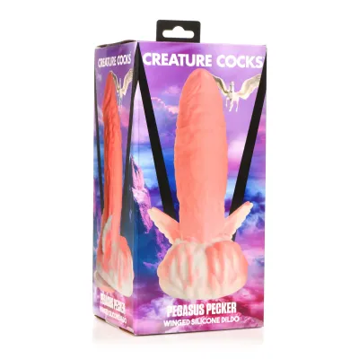 Pegasus Pecker Winged Silicone Dildo Pink white