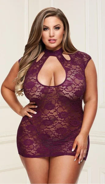 Elegant Lace Keyhole Mini Dress