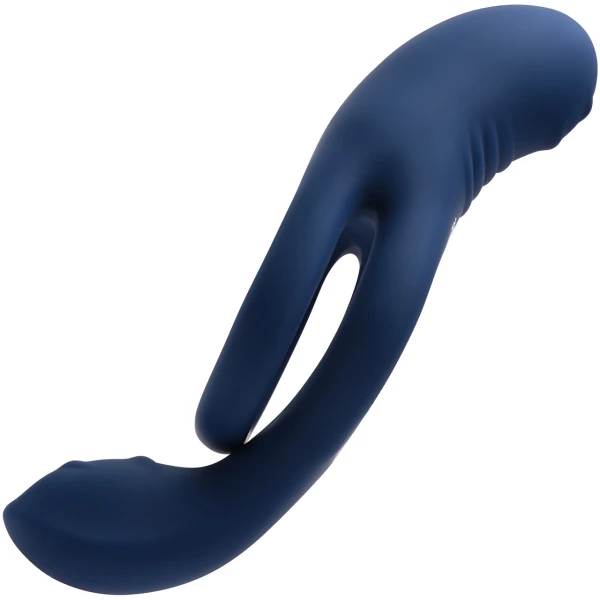 Zero Tolerance Ring Around The Rosy Silicone Vibrating Double Cock Ring & Ball Stimulator - Blue