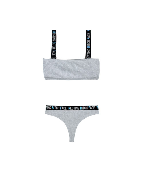 Set with Crop Top - Grey/Black - M/L
