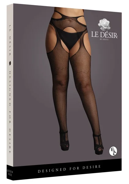 Le Desir Suspender Pantyhose with Strappy Waist - Queen Size