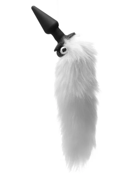 Tailz Foxxxy Fanny Vibrating Silicone Anal Plug With White Faux Fur Tail