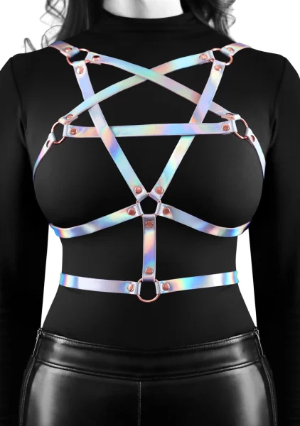 Cosmo Risqué Chest Harness Small / Medium - Rainbow