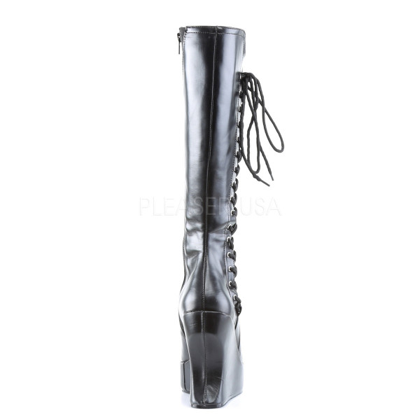 BRAVO-100 - 5" P/F Goth Punk Lolita GoGo Wedge Side Lace Blk Pu Knee BT — image 4 of 4