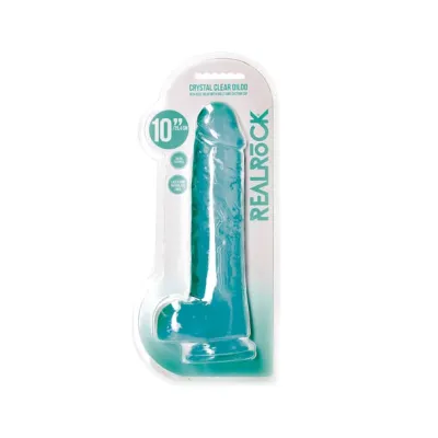 Realrock Realistic Dildo With Balls 10 25 4 cm Turquoise