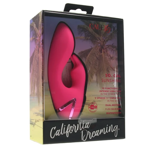 California Dreaming So. Cal Sunshine Rabbit Style Silicone Rechargeable Vibrator by CalExotics