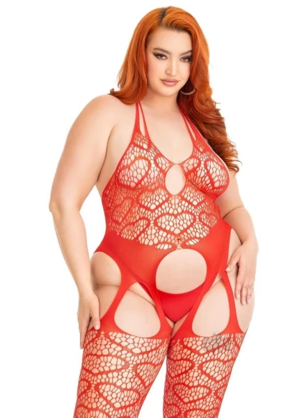 : Seamless Heart Suspend Body 1x/2x Red