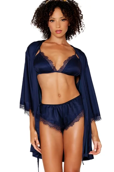 Wanderlust 3 Piece Bralette Set with Robe By Dreamgirl