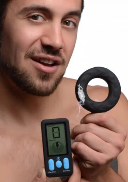 E-Stim Pro Silicone Vibrating Cock Ring with Remote