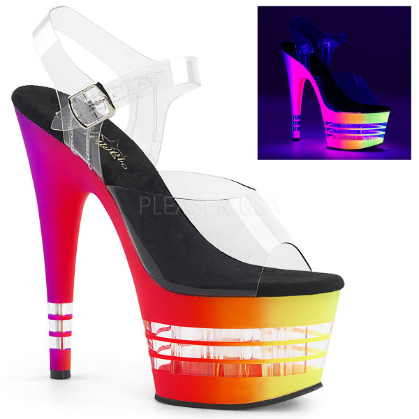 7 inches Heel, 2 3/4 inches UV Reactive Lined PF Ankle Strap Sandal — image 5 of 8