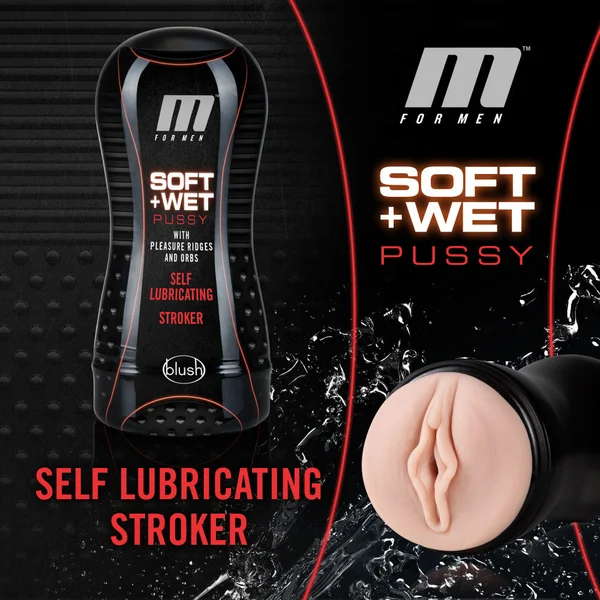 M for Men - Soft and Wet - Pussy With Pleasure Ridges and Orbs - Self Lubricating Stroker Cup - Vanilla — image 14 of 18