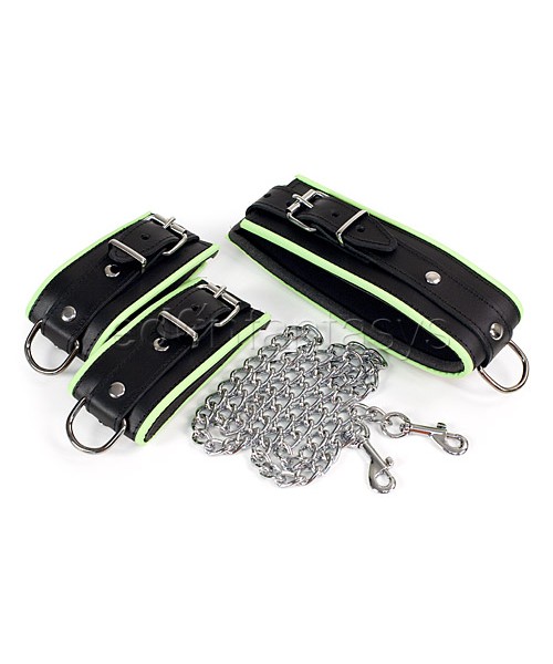 Neon and leather restraints