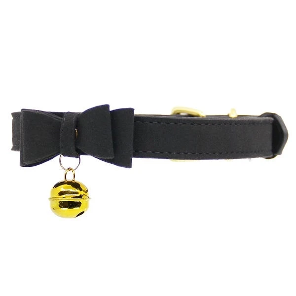 Love In Leather Bow Collar with Cat Bell