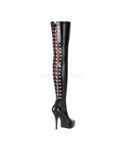 INDULGE-3063 - 5 1/4" Back Lace-Up Stretch PF Thigh Boot