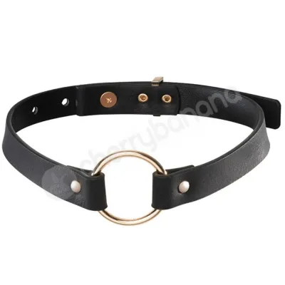 Maze Single Choker Black Vegan Leather Bondage Collar