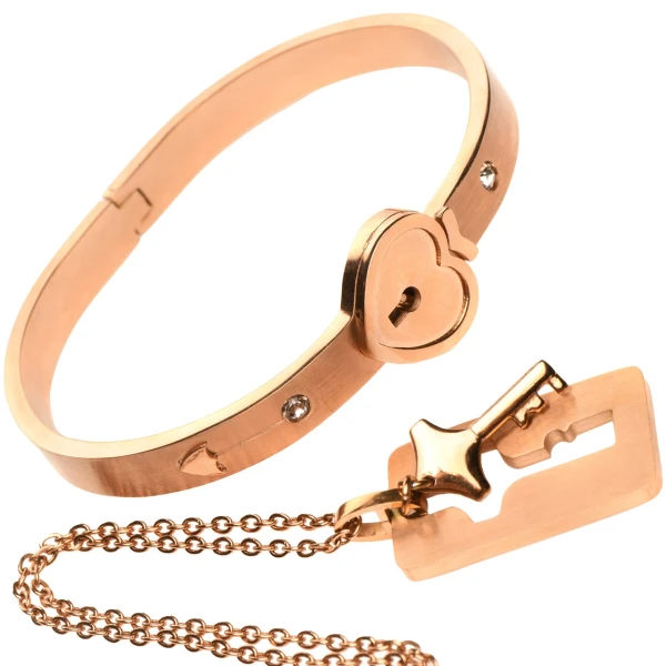 Cuffed Locking Bracelet and Key Necklace