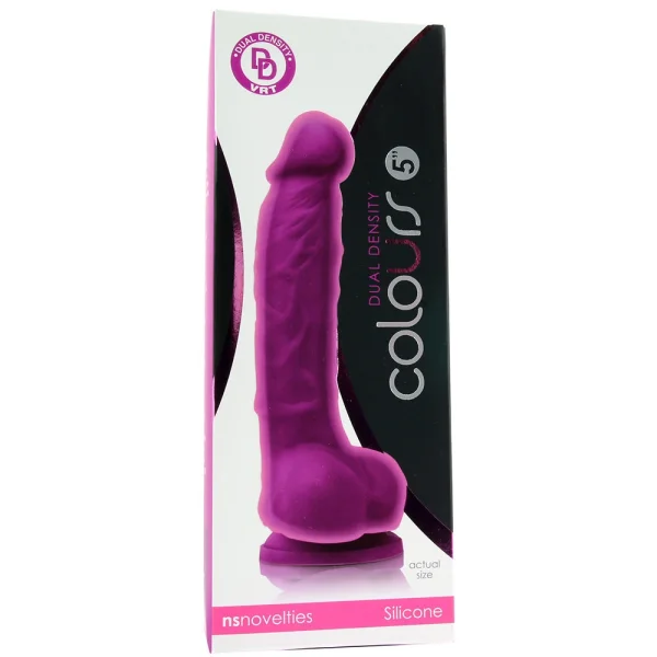 Colours Dual Density 5 Inch Silicone Suction Cup Dildo - Purple