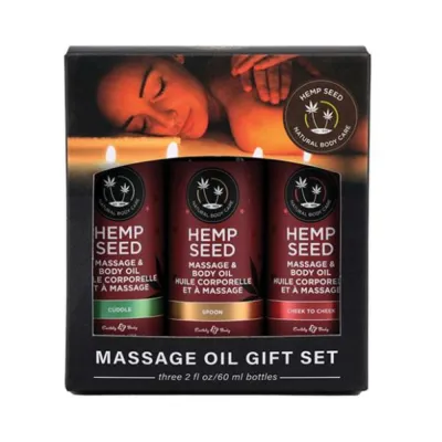 Gift Sets Earthly Body Hemp Seed Valentine Massage Oil Trio Gift Set Includes 1 Of Each 2oz Massage Oil Cuddl