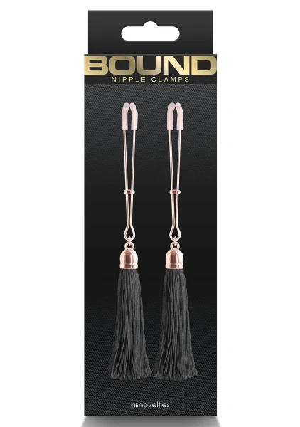 Bound Adjustable T1 Tassel Nipple Clamps by NS Novelties - Rose Gold & Pink