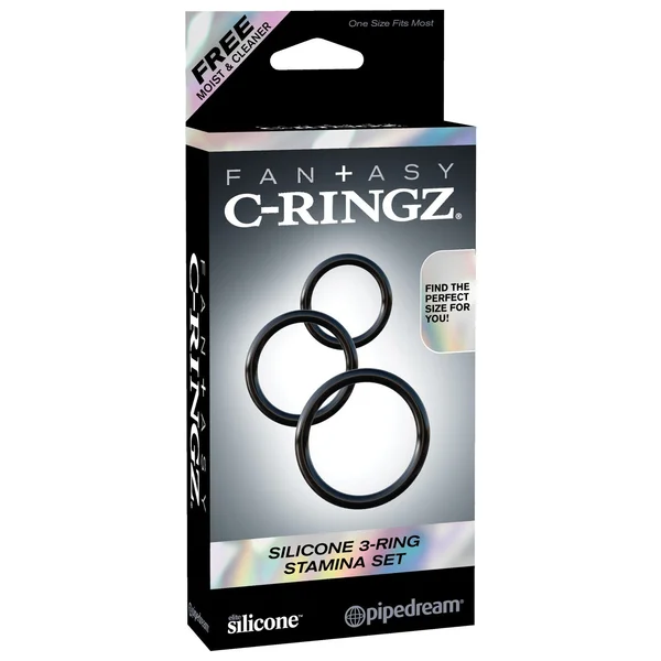 Fantasy C-Ringz Silicone Ring Stamina Set - Black — image 13 of 14