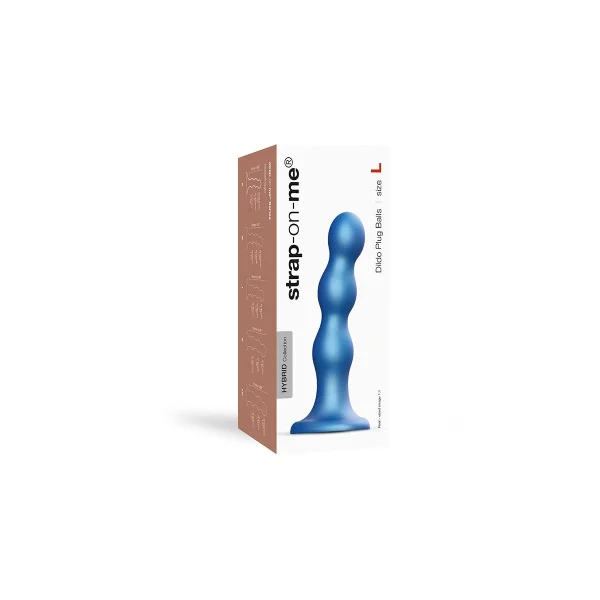 Strap-on-Me Hybrid Collection Ballsy Silicone Suction Cup Dildo - S Metallic Blue