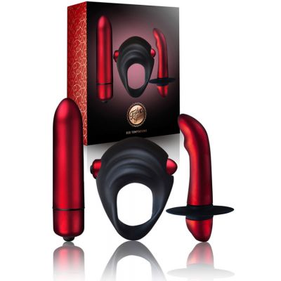 Rocks Off Truly Yours Red Temptations Couples Vibrators Ring Set 3 Pce