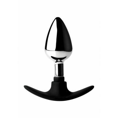 Dark Invader Metal Silicone Anal Plug Medium Silver Butt Plug