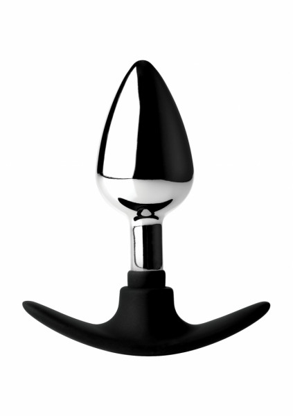 Dark Invader Metal & Silicone Anal Plug - Medium - Silver - Butt Plug