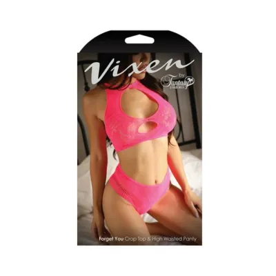 Women s Lingerie Fantasy Lingerie Vixen Forget You Seamless Lace Crop Top High Waisted Panty Pink O s