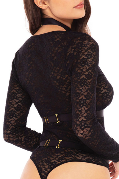 Rene Rofe Up To My Neck Bodysuit with Harness & Leg Garters