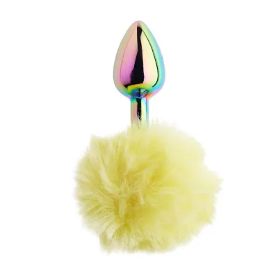 Kinki Rainbow Rabbit Tail Plug 5 9 Inch Yellow Small